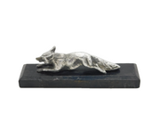 Cast Sterling Silver Running Fox Figurine or Trophy on Plinth Vintage London