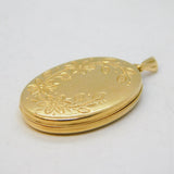 9ct Yellow Gold Floral Pattern Locket Pendant Vintage c1990s