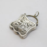 Victorian Sterling Silver & Carnelian Agate Padlock Pendant Fob Antique