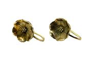 Pair of Sterling Silver Poppy Flower Screw Back Studio Earrings Vintage c1940