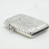 Victorian Sterling Silver Floral Pattern Vesta Case Antique 1897 Birmingham