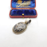 Sterling Silver Marbled Agate Charm Pendant Vintage c1970