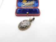 Sterling Silver Marbled Agate Charm Pendant Vintage c1970