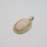 Sterling Silver Natural Shell Oblong Charm Pendant Vintage c1970s