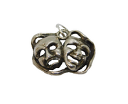 Sterling Silver Theatre Mask Charm Pendant Vintage c1970