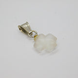 Sterling Silver Frosted Quartz Small Cross Charm Pendant Modern c1990s