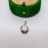 Sterling Silver Cabochon Opal Charm Pendant Vintage c1970