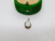 Sterling Silver Cabochon Opal Charm Pendant Vintage c1970
