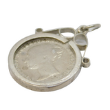 Victorian Sterling Silver 1874 Threepence Coin Fob Pendant Antique