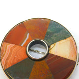 19th Century Scottish Sterling Silver & Agate Circular Brooch Antique c1860