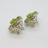 Pair of Sterling Silver Multi-Stone Peridot Cluster Stud Earrings Modern c1990