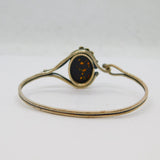 Sterling Silver Baltic Amber Boho Style Studio Bangle Bracelet Vintage c1970s