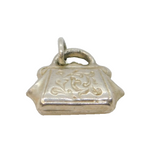 Sterling Silver Patterned Handbag Or Purse Charm Pendant Vintage c1970
