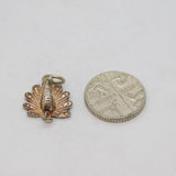 Sterling Silver Textured Peacock Charm Pendant Vintage c1970s