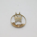 Scottish Sterling Silver Butterfly Floral Disc Studio Pendant Vintage c1970s