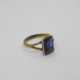 Sterling Silver Rectangle Abalone Shell Dress Band Ring Vintage c1970 Size K