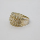 Sterling Silver Paste Set Sparkling Statement Ring Vintage c1970 Size N 1/2 UK