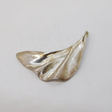 Sterling Silver Frosted Effect Leaf Form Drop Pendant Vintage c1970s