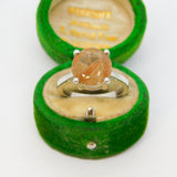 Sterling Silver Rutilated Quartz Round Solitaire Ring Vintage c1970 Size N 1/2