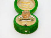 Sterling Silver Rutilated Quartz Round Solitaire Ring Vintage c1970 Size N 1/2