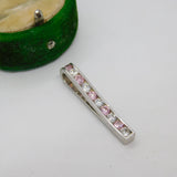 Sterling Silver Pink & White Topaz Set Drop Charm Pendant Vintage c1970