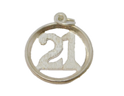 Sterling Silver Cut Out Round "21" Birthday Charm Pendant Vintage c1970
