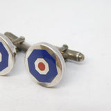 Pair of Sterling Silver & Enamel Spitfire Target Gents Cufflinks Vintage c1980