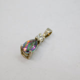 Sterling Silver White & Mystic Topaz Peardrop Charm Pendant Vintage c1970s