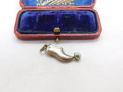 Sterling Silver Dutch Clog with Turquoise Bead Charm Pendant Vintage c1970