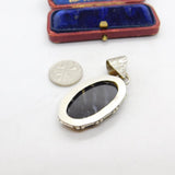 Sterling Silver and Black Agate Charm Pendant Vintage c1970