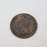 King George II Copper Farthing Coin Antique 1754 Fine Condition