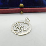 Sterling Silver 'I Love You' Outline Charm Pendant Vintage c1970