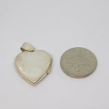 Sterling Silver Plain Heart Locket Charm Pendant Vintage c1970