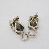 Pair of Studio Sterling Silver Articulated Cat Stud Earrings Vintage c1970s