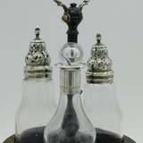 George III Sterling Silver & Treen Rotating Cruet Set Antique 1793 London