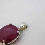 Sterling Silver Large Synthetic Ruby Drop Charm Pendant Vintage c1970