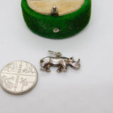 Sterling Silver Rhino Charm Pendant Vintage c1970