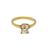 Gold On Sterling Silver Paste Solitaire Engagement Ring Modern c1990 Size O 1/2
