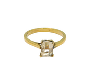Gold On Sterling Silver Paste Solitaire Engagement Ring Modern c1990 Size O 1/2