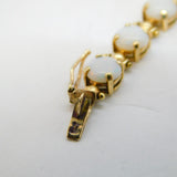 9ct Yellow Gold & White Opal Set Panel Bracelet Vintage c1990s 7" Length