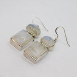 Pair of Sterling Silver Mexican Chunky 4 Moonstone Drop Earrings Vintage c1990
