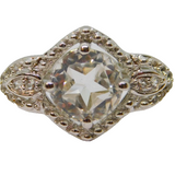 Sterling Silver Paste Solitaire & White Sapphire Dress Ring Vintage c1970 Size N