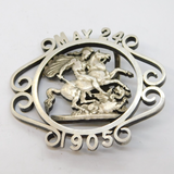 Edwardian Sterling Silver British Empire Day Crown Coin Belt Buckle Antique