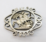 Edwardian Sterling Silver British Empire Day Crown Coin Belt Buckle Antique