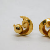 Pair of 9ct Yellow Gold Crescent Moon Stud Earrings Vintage c1970s