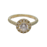 Sterling Silver CZ Set Cluster Engagement Band Ring Vintage c1990 Size N