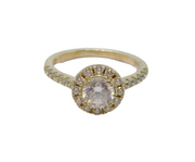Sterling Silver CZ Set Cluster Engagement Band Ring Vintage c1990 Size N