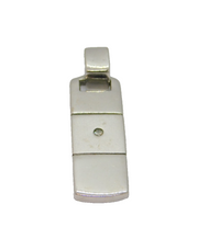 Sterling Silver Two-Tone Diamond Set Rectangle Drop Pendant Vintage c1990
