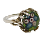 Sterling Silver Caithness Glass Set Signet Ring Vintage 1972 Birmingham