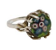 Sterling Silver Caithness Glass Set Signet Ring Vintage 1972 Birmingham